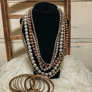 Elegant Multi-Color Beaded Necklace Set